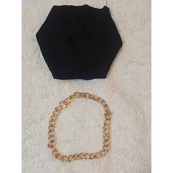 Black mask And Gold Toned Chain Compatible With Labubu Dolls - Picture 1 of 3